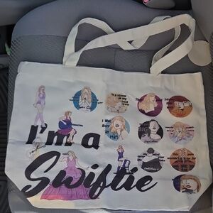 Taylor Swift White Graphic Tote Bag